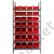 Kép 2/2 - Piros műanyag dobozok lemezpolcon