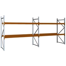 Raklapos állványrendszer magasság 2,5 m, mezőszélesség 2,7 m, fsz+2 szint, 1850 kg/szint terhelésre, kétmezős