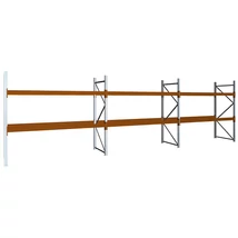 Raklapos állványrendszer magasság 2,5 m, mezőszélesség 2,7 m, fsz+2 szint, 3600 kg/szint terhelésre, hárommezős