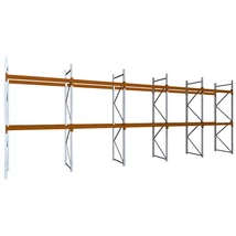 Raklapos állványrendszer magasság 3,5 m, mezőszélesség 1,8 m, fsz+2 szint, 2000 kg/szint terhelésre, ötmezős