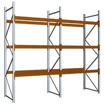 Raklapos állványrendszer magasság 3,5 m, mezőszélesség 1,8 m, fsz+3 szint, 2800 kg/szint terhelésre, kétmezős