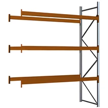 Raklapos állványrendszer magasság 3,5 m, mezőszélesség 2,7 m, fsz+3 szint, 1850 kg/szint terhelésre, toldalékmező