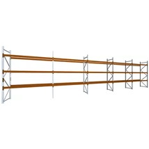 Raklapos állványrendszer magasság 3,5 m, mezőszélesség 2,7 m, fsz+3 szint, 3600 kg/szint terhelésre, ötmezős