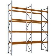 Raklapos állványrendszer magasság 4,5 m, mezőszélesség 1,8 m, fsz+4 szint, 2000 kg/szint terhelésre, kétmezős