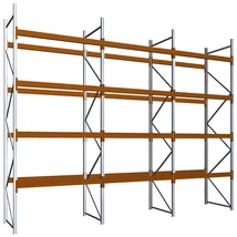 Raklapos állványrendszer - Magasság 4,5 m, 2000 kg/szint terhelésre, hárommezős