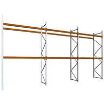 Raklapos állványrendszer magasság 4,5 m, mezőszélesség 2,7 m, fsz+2 szint, 1850 kg/szint terhelésre, hárommezős