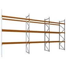 Raklapos állványrendszer magasság 4,5 m, mezőszélesség 2,7 m, fsz+3 szint, 1000 kg/szint terhelésre, hárommezős