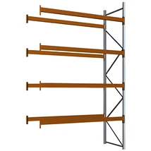 Raklapos állványrendszer - Magasság 4,5 m, 1000 kg/szint terhelésre, toldalékmező