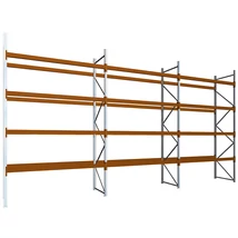 Raklapos állványrendszer magasság 4,5 m, mezőszélesség 2,7 m, fsz+4 szint, 2500 kg/szint terhelésre, hárommezős
