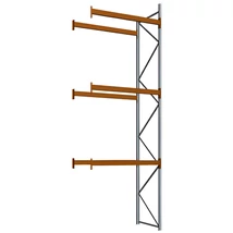 Raklapos állványrendszer magasság 5,5 m, mezőszélesség 1,8 m, fsz+3 szint, 2000 kg/szint terhelésre, toldalékmező