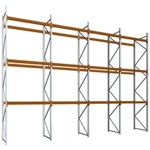 Raklapos állványrendszer - Magasság 5,5 m, 2000 kg/szint terhelésre, négymezős
