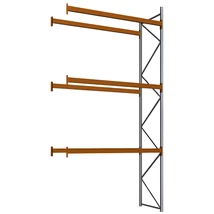 Raklapos állványrendszer magasság 5,5 m, mezőszélesség 2,7 m, fsz+3 szint, 1000 kg/szint terhelésre, toldalékmező