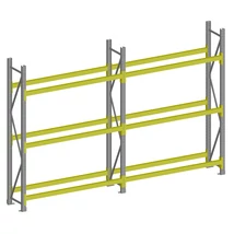 Gumitároló állvány magasság 2,5 m, mezőszélesség 1,8 m, fsz+3 szint, kétmezős