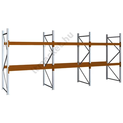 Raklapos állványrendszer - Magasság 2,5 m, 2000 kg/szint terhelésre, hárommezős