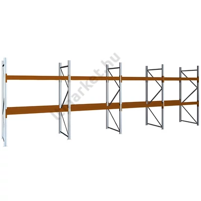 Raklapos állványrendszer - Magasság 2,5 m, 2000 kg/szint terhelésre, négymezős