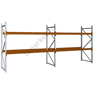 Raklapos állványrendszer - Magasság 2,5 m, 1000 kg/szint terhelésre, kétmezős
