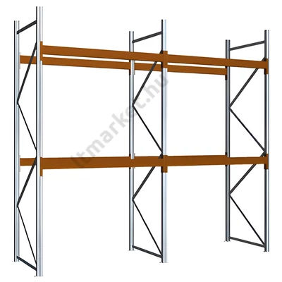 Raklapos állványrendszer - Magasság 3,5 m, 2000 kg/szint terhelésre, kétmezős