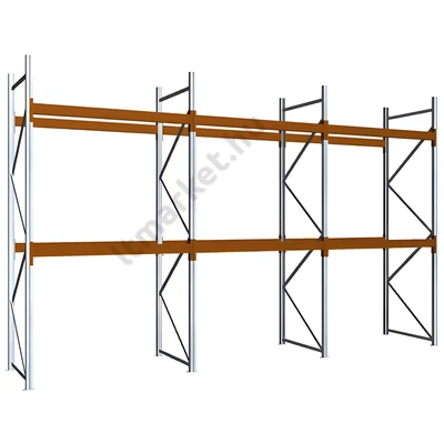 Raklapos állványrendszer - Magasság 3,5 m, 2000 kg/szint terhelésre, hárommezős