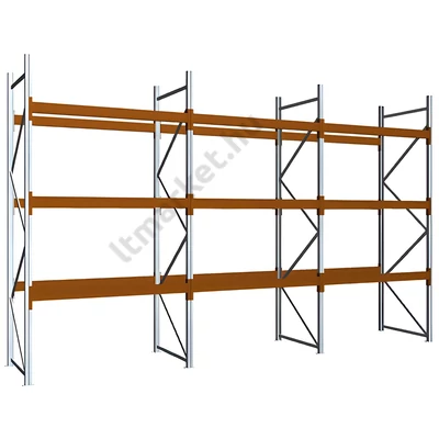 Raklapos állványrendszer - Magasság 3,5 m, 2000 kg/szint terhelésre, hárommezős