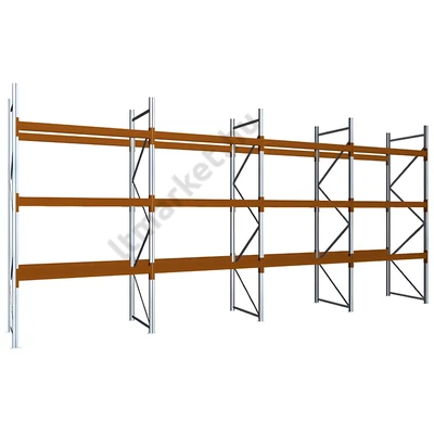 Raklapos állványrendszer - Magasság 3,5 m, 2000 kg/szint terhelésre, négymezős