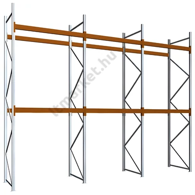 Raklapos állványrendszer - Magasság 4,5 m, 2000 kg/szint terhelésre, hárommezős