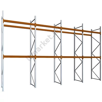 Raklapos állványrendszer - Magasság 4,5 m, 2000 kg/szint terhelésre, négymezős