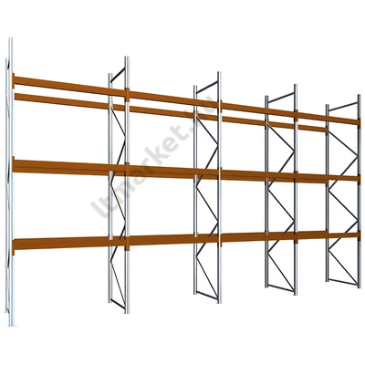 Raklapos állványrendszer - Magasság 4,5 m, 2000 kg/szint terhelésre, négymezős