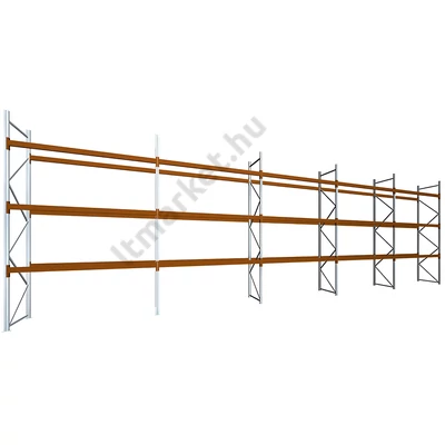 Raklapos állványrendszer - Magasság 4,5 m, 2500 kg/szint terhelésre, ötmezős