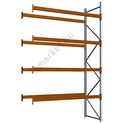 Raklapos állványrendszer - Magasság 4,5 m, 1850 kg/szint terhelésre, toldalékmező