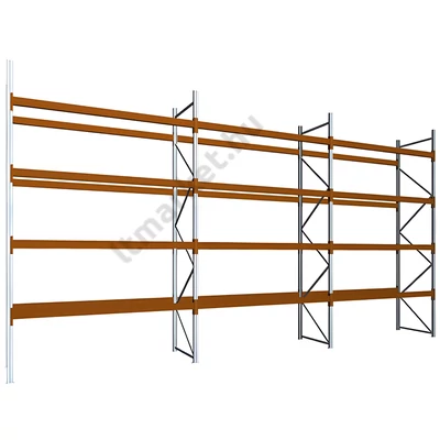 Raklapos állványrendszer - Magasság 4,5 m, 2500 kg/szint terhelésre, hárommezős
