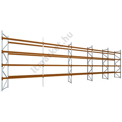Raklapos állványrendszer - Magasság 4,5 m, 1000 kg/szint terhelésre, ötmezős