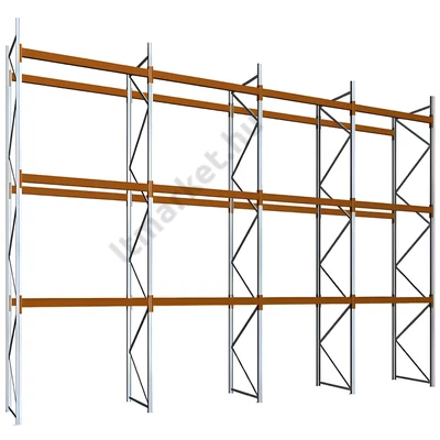 Raklapos állványrendszer - Magasság 5,5 m, 2000 kg/szint terhelésre, négymezős