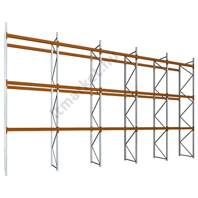 Raklapos állványrendszer - Magasság 5,5 m, 2000 kg/szint terhelésre, ötmezős
