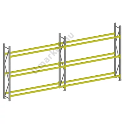 Gumitároló állvány magasság 2,5 m, mezőszélesség 2,7 m, fsz+3 szint, kétmezős