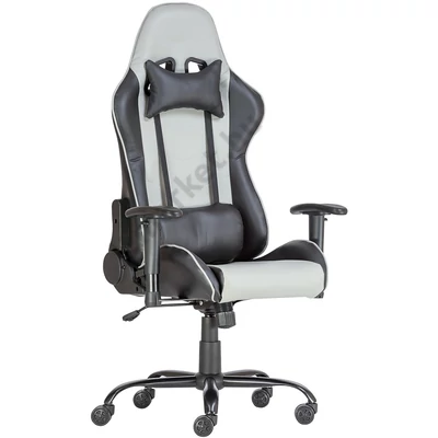 ALPHA RACING fekete/szürke gamer szék szemből